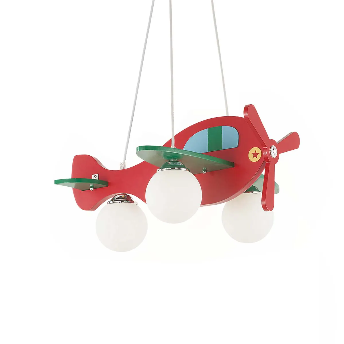 Avion SP3 Kinderzimmer Pendelleuchte, L: 49,5 cm, B: 51 cm, Holz, Rot