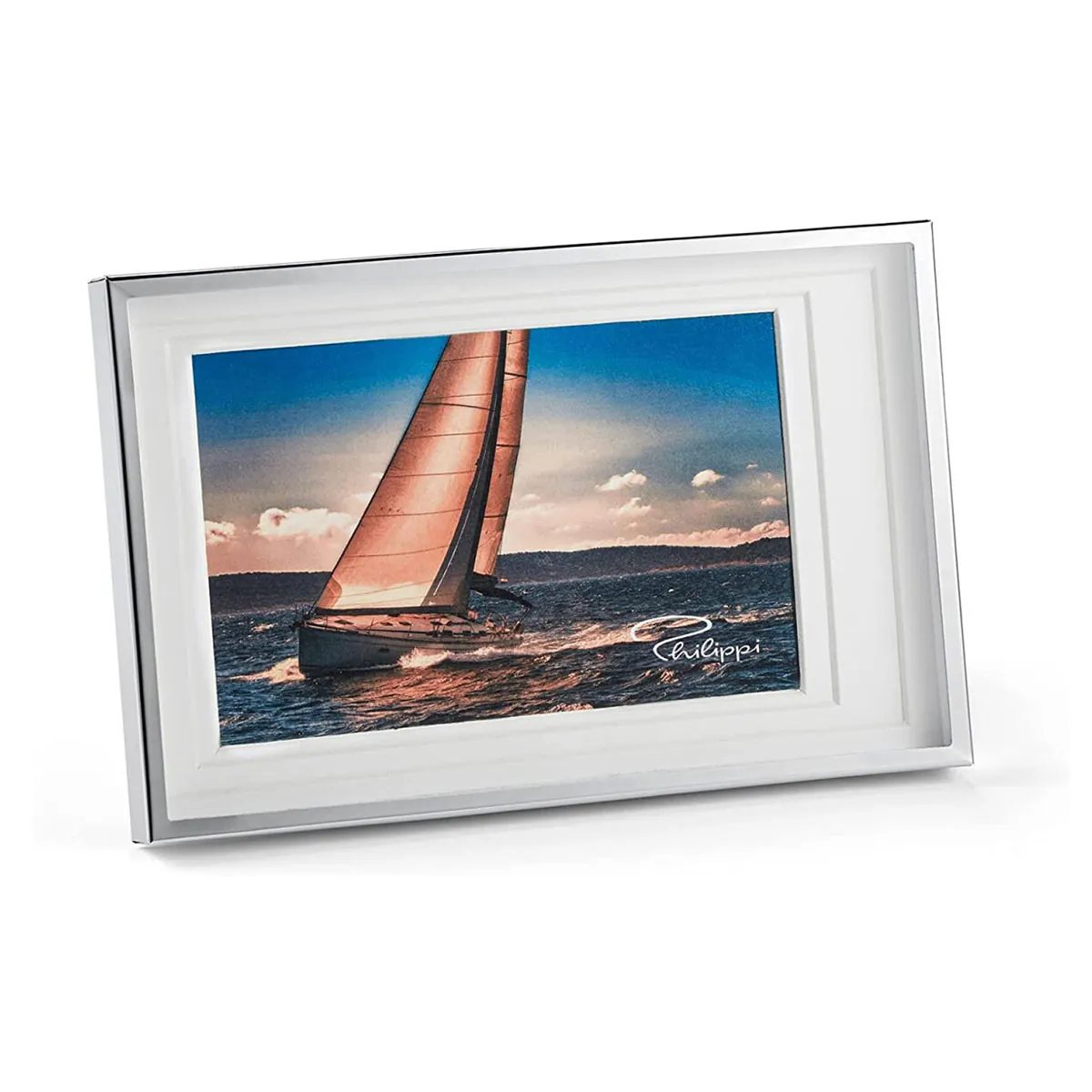 Seaside Rahmen, 10 x 15 cm, Nickel, hochglanzpoliert, mit Passepartout