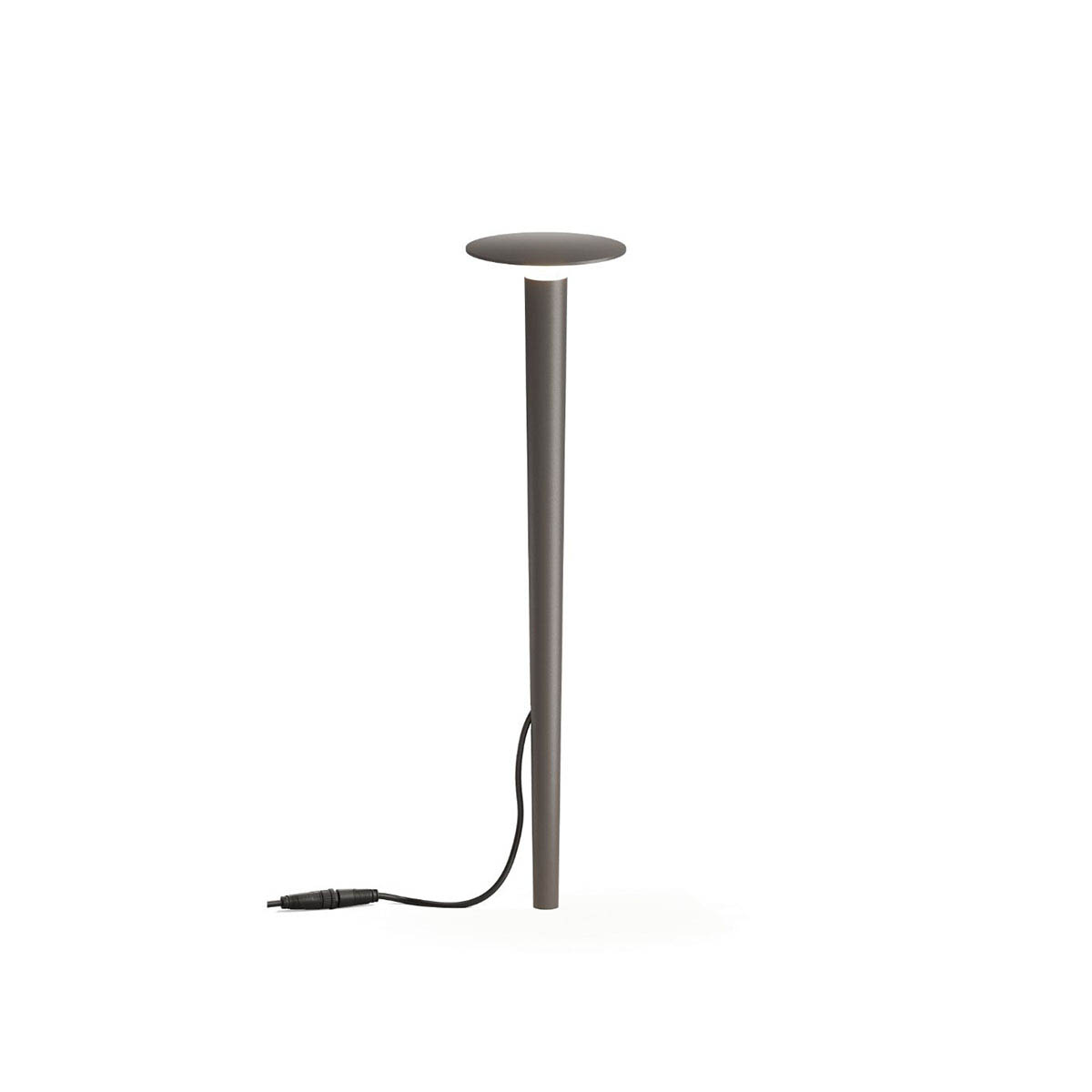 Längliche Erdspießleuchte braun mit Stecker und schwarzem Kabel