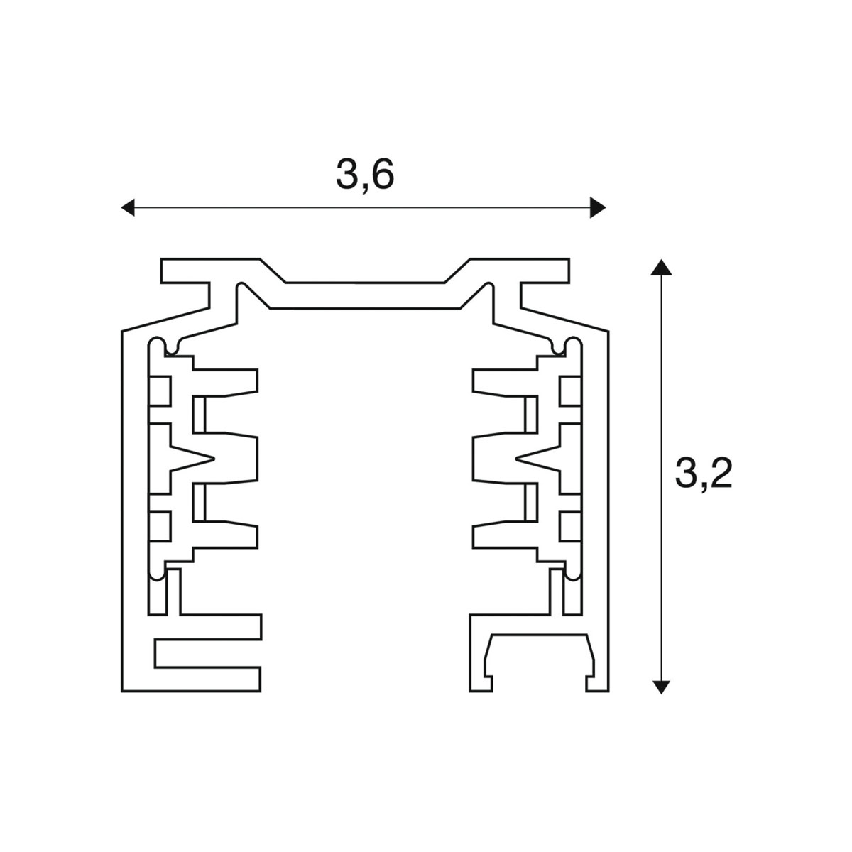 Eutrac 3-Phasen Aufbauschiene, Grau, 300 cm