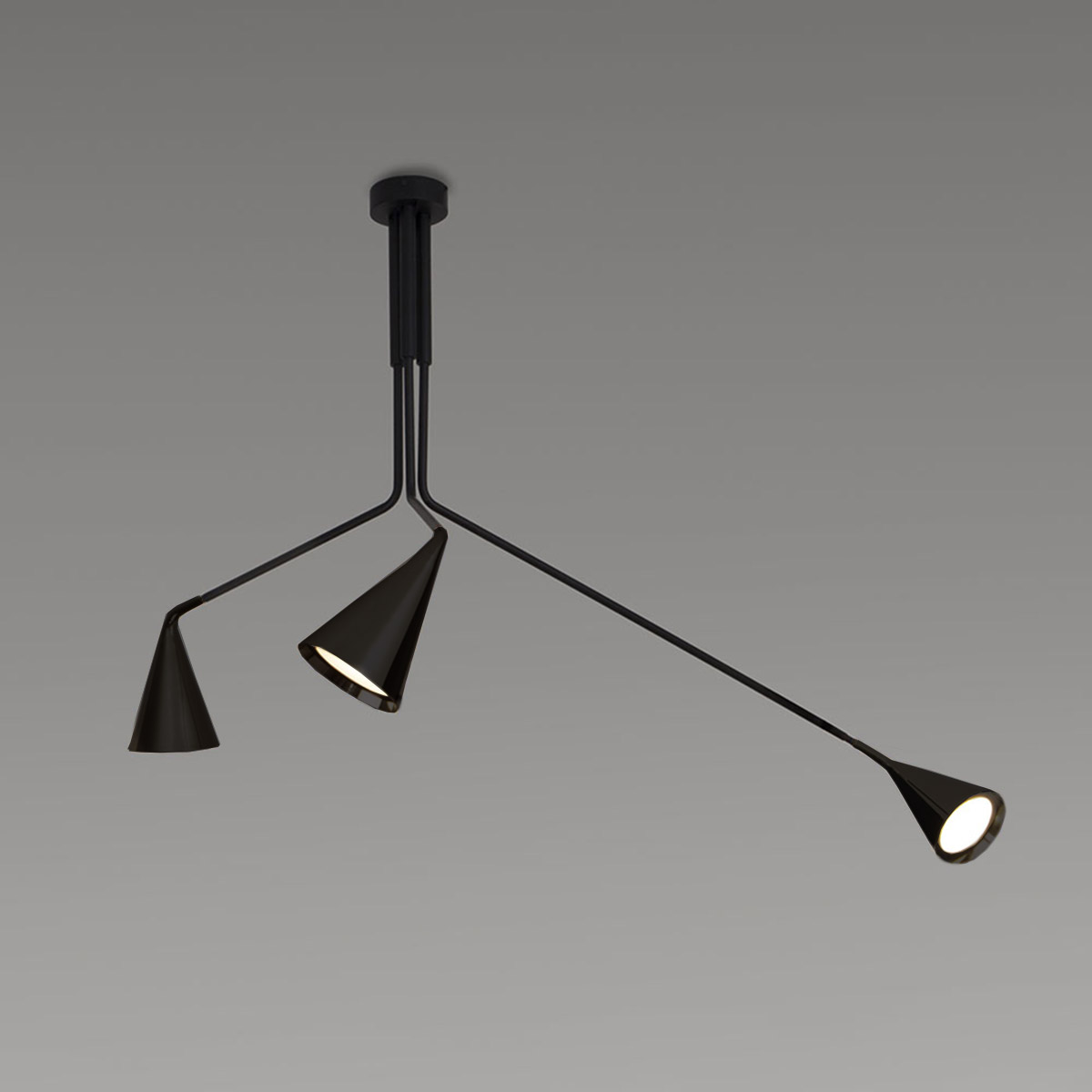 Gordon 561.13abc Deckenleuchte 3-flammig, Schwarz Matt