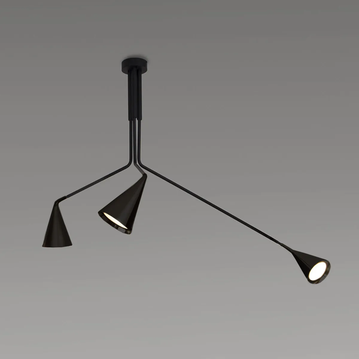 Gordon 561.13abc Deckenleuchte 3-flammig, Schwarz Matt