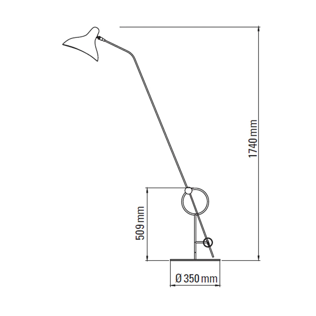 Technische Zeichnung DCW Editions Mantis BS8 L Stehleuchte H: 174 cm