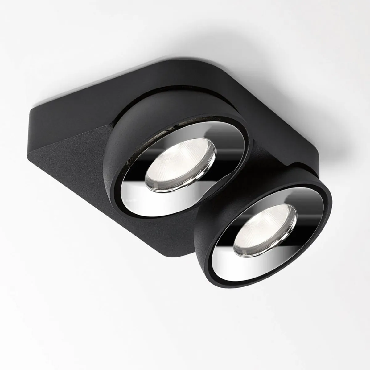 TWEETER M ON 2 93050 DIM8 Aufbaustrahler, L: 16,4 cm, B: 12,8 cm, Schwarz & Chrom, Warmweiß 3000K, 50°