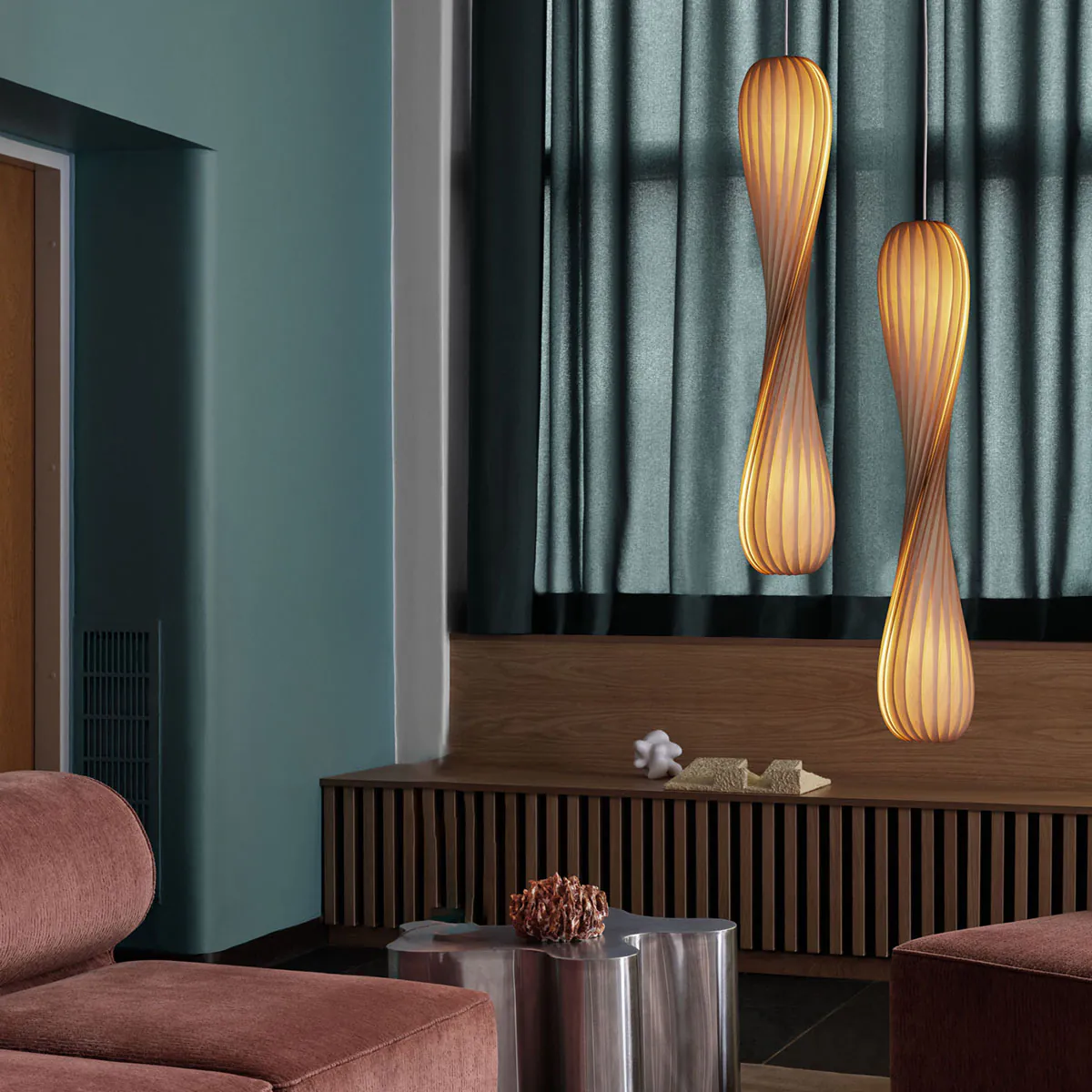 Tom Rossau TR7 Pendelleuchte Birke Natur Ø: 25 cm, H: 145 cm