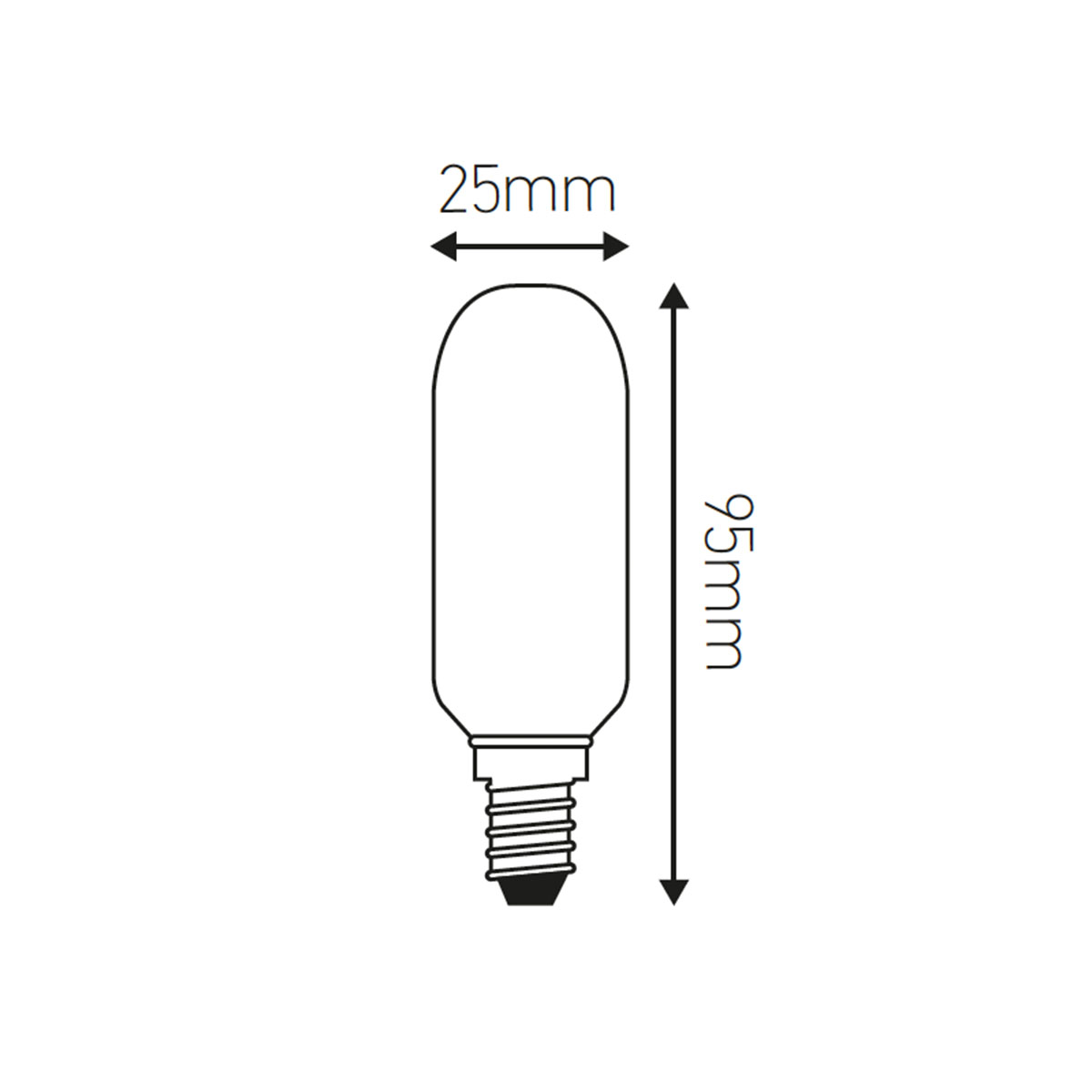 Tube T25 LED filament 2W E14 2700K 230lm clear dimmbar