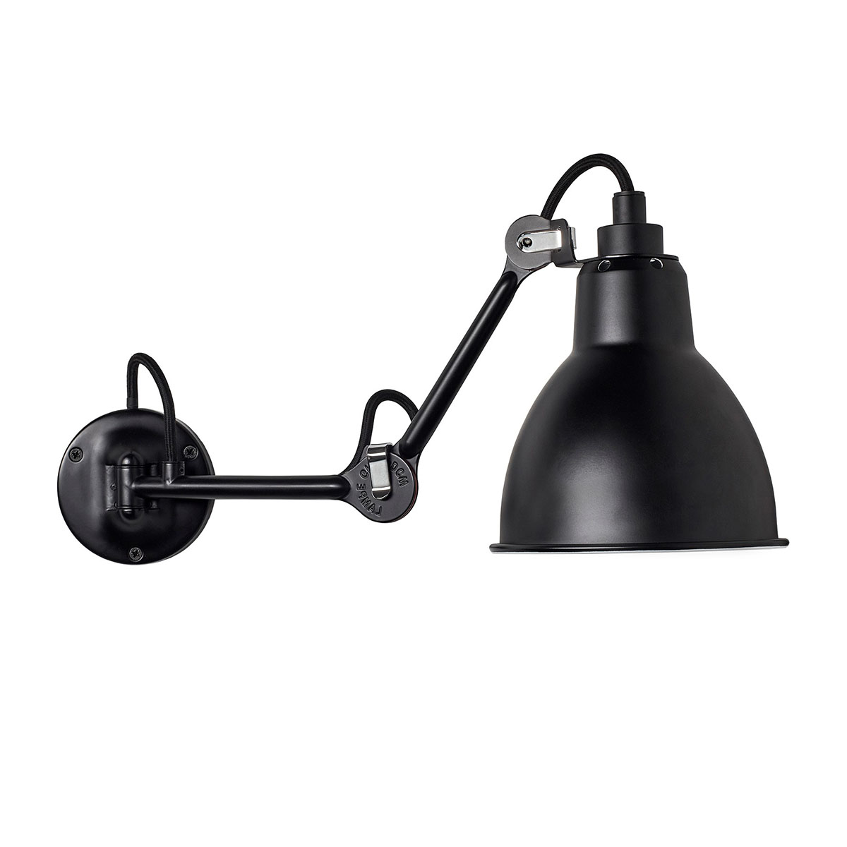 Lampe Gras N° 204 Wandleuchte Schwarz, Schirm Messing
