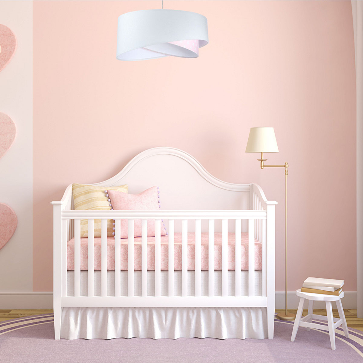 Kinder Pendelleuchte Sternenmuster, Ø: 50 cm, Weiß, Rosa