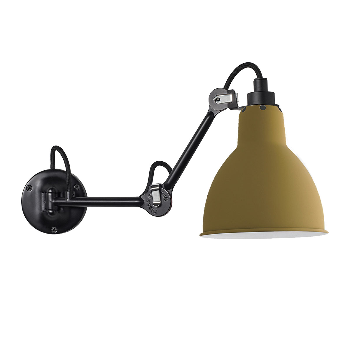 Lampe Gras N° 204 Wandleuchte Schwarz, Schirm Gelb