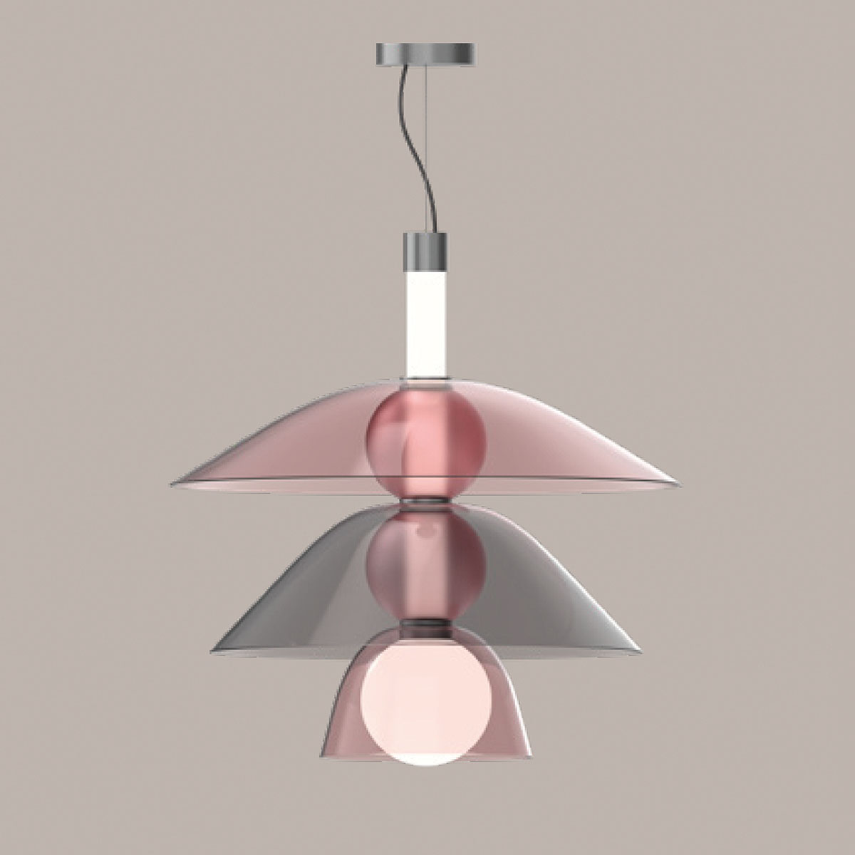 Penta Light Gems Tall Pendelleuchte Designerleuchte – edles Glas in Warm color, moderne Formsprache, warmes Licht, unterstreicht das Ambiente im Arbeitszimmer, ideal über Esstisch, Küche oder Wohnzimmer
