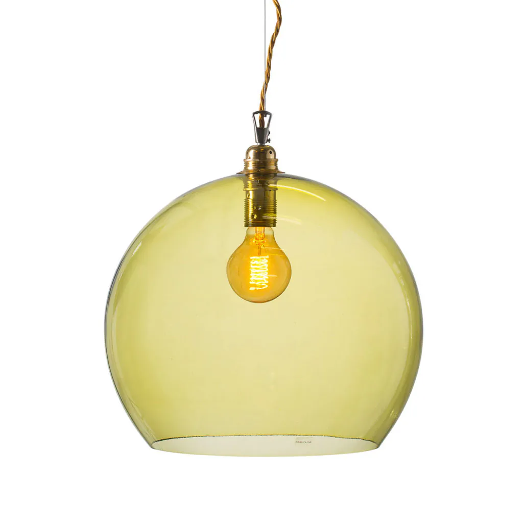 Rowan Pendelleuchte XL Ø 39 cm, Olive, Gold