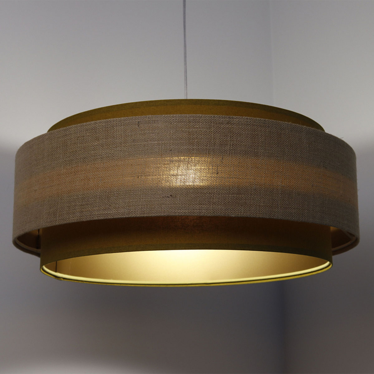 Pendelleuchte Doblo, Ø: 60 cm, Beige, Kupfer