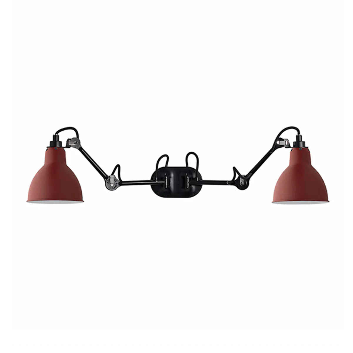 Lampe Gras N° 204 Double Wandleuchte Schwarz, Schirm Rot in Schwarz Rot – stilvolle Designerleuchte aus dem Hause DCW Editions ideal im Schlafzimmer