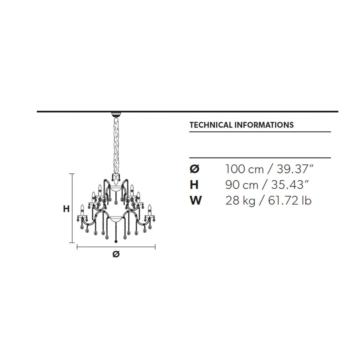 Maria Teresa VE 918 Kristallglas Kronleuchter, 30-flammig, Ø: 100 cm