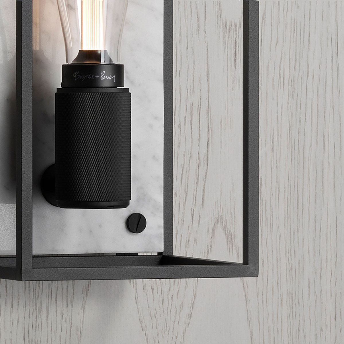 Caged Wall Light Medium, White Marble