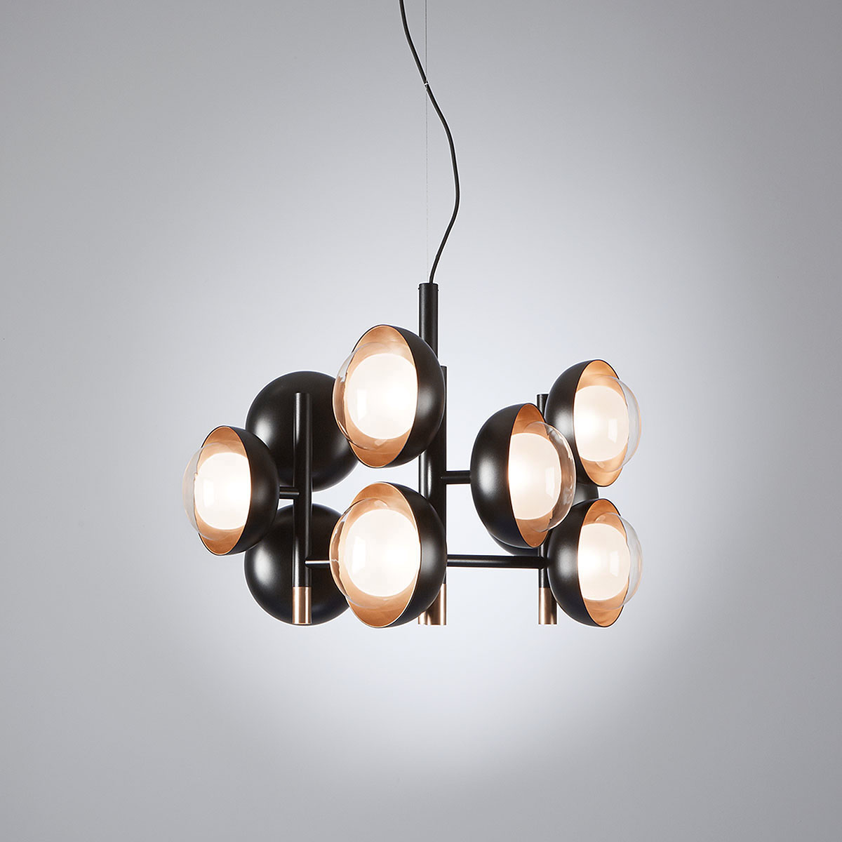 Muse 554.13 Pendelleuchte 13-flammig Ø: 80 cm, Schwarz & Kupfer