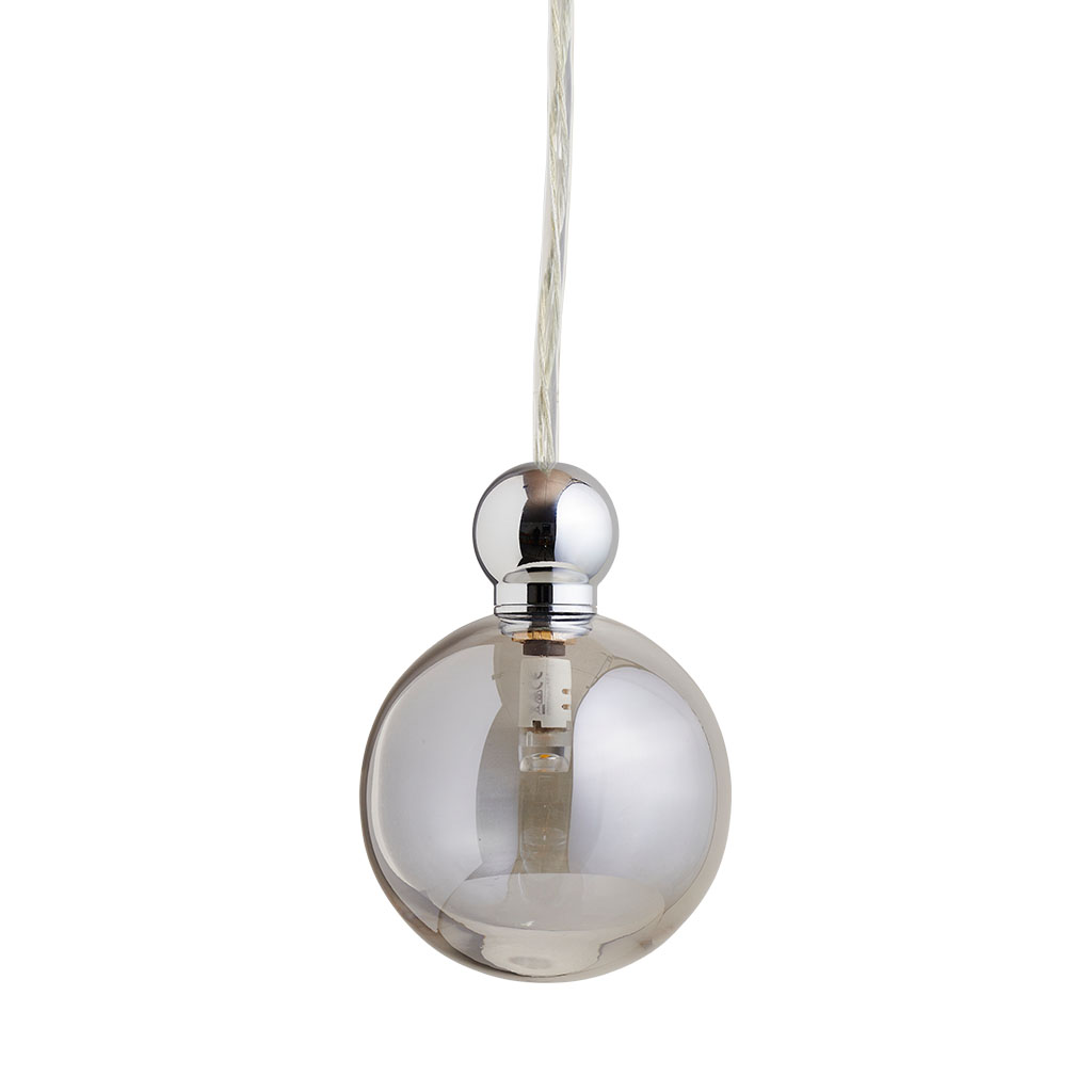 Ebb & Flow Uva Pendelleuchte M Ø 7 cm Uva Pendelleuchte M Ø 7 cm, Smokey Grey, Silber, für Multi-Baldachin Smokey Grey Pendelleuchten – exklusive Designerlampe, stromsparend für Flur