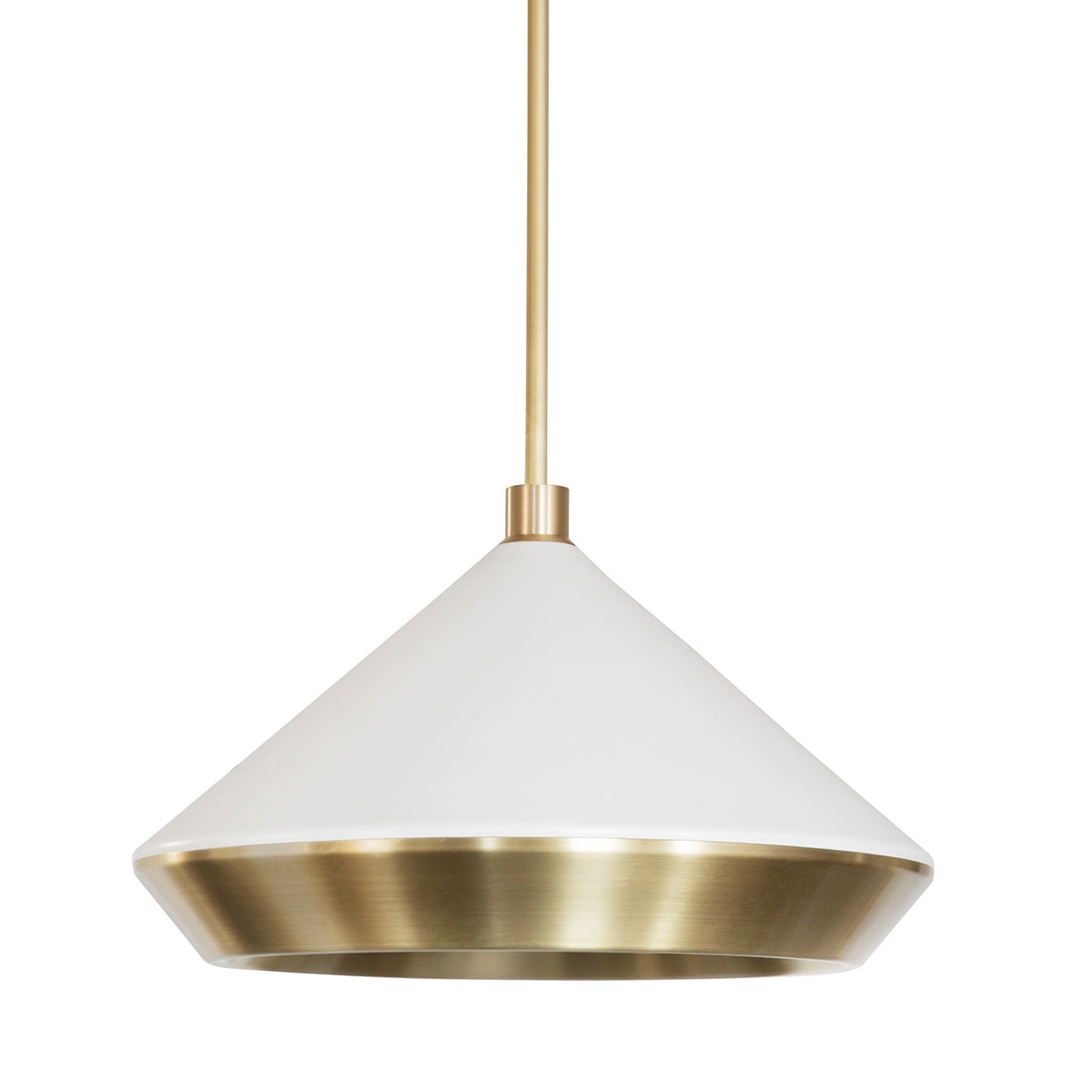 goldfarbene Oberfläche und metallische Oberfläche Leuchte von Bert Frank – Shear Hängeleuchte, Ø: 50 cm, Weiß, geometrische Formen, sanftes Licht