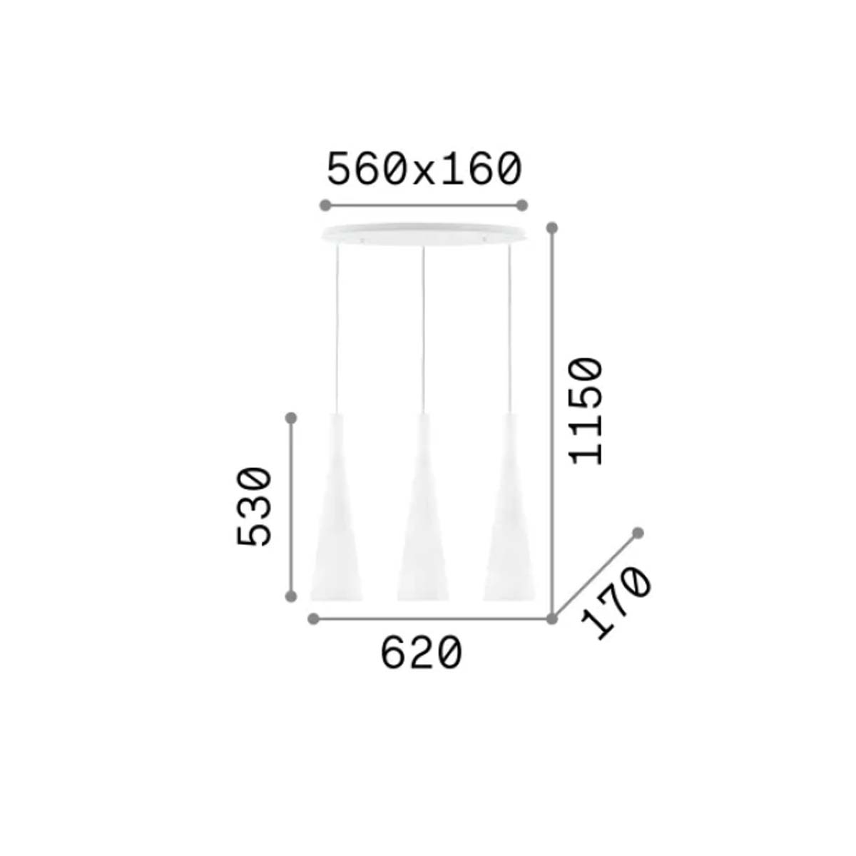 Milk SP3 Pendelleuchte, L: 62 cm