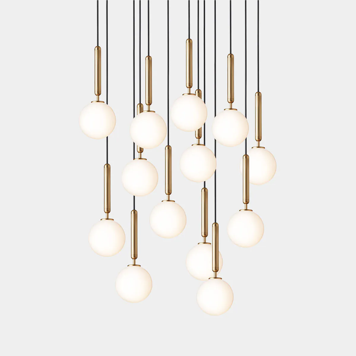 Miira 13 Pendelleuchte, Ø: 92 cm, Messing, Opalglas