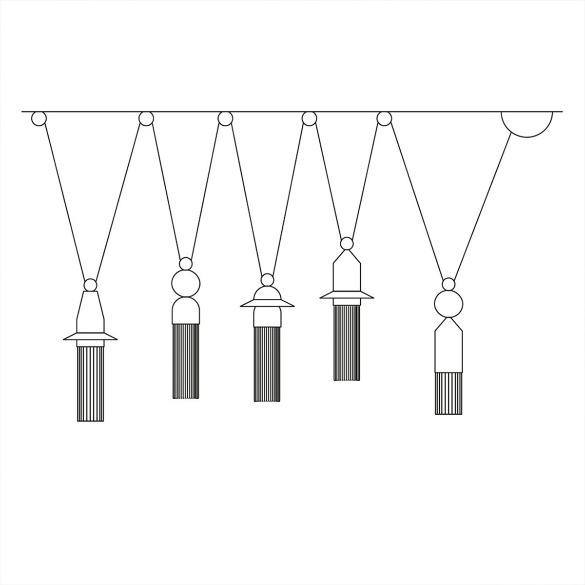 Nappe C5 Pendelleuchte, 5-flammig, Mehrfarbig