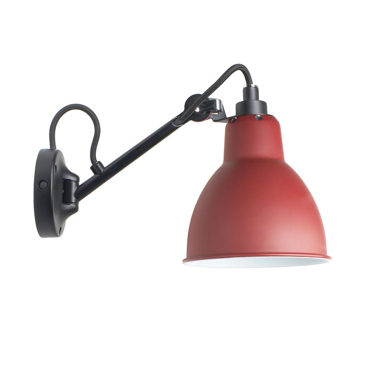 DCW Editions Lampe Gras N° 104 Wandleuchte, T: 30,3 cm Schwarz, Schirm Rot Schwarz Modern – exklusive Wandleuchte für Bad Spezial Angebot Pack Duo Lampe Gras N° 104sw Wandleuchte Schwarz, Schirm Rot mit Schalter in Schwarz Rot – stilvolle Designerleuchte von DCW Editions für den Flur