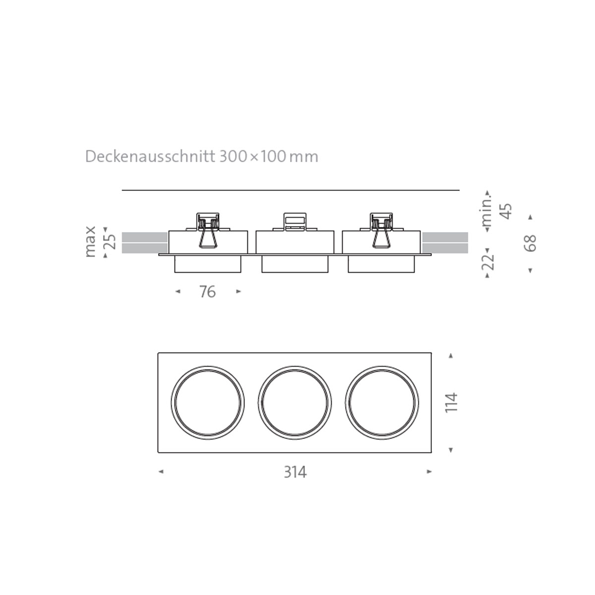 Wittenberg 4.0, wi4-eb-3e Einbaustrahler, Schwarz matt, Warmweiß 3000K, Flood 38°