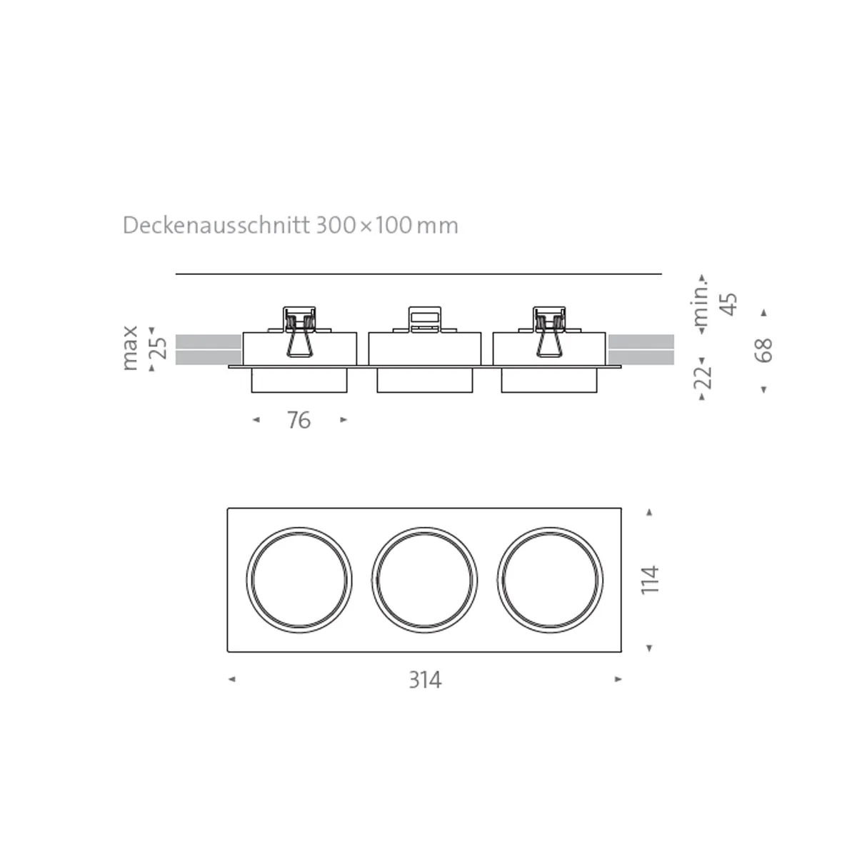 Wittenberg 4.0, wi4-eb-3e Einbaustrahler, Schwarz matt, Warmweiß 3000K, Flood 38°