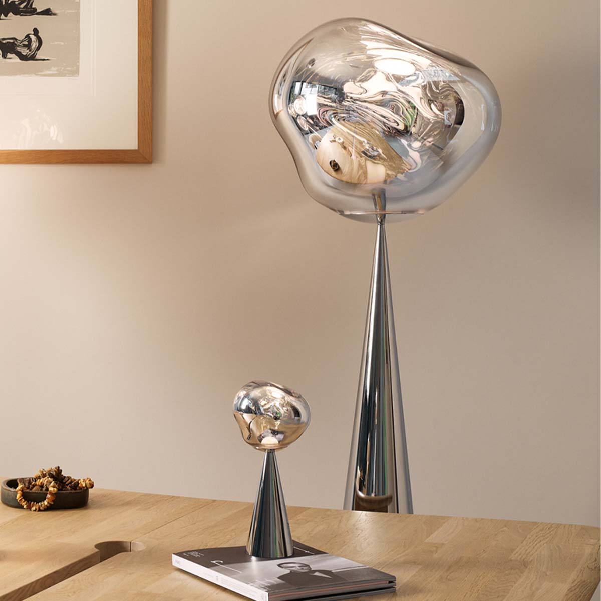 Tom Dixon Melt Cone Fat LED Stehleuchte, Silber, Schwarz, H: 174,5 cm Tom Dixon Melt Cone Fat LED Stehleuchte, Silber, H: 174,5 cm