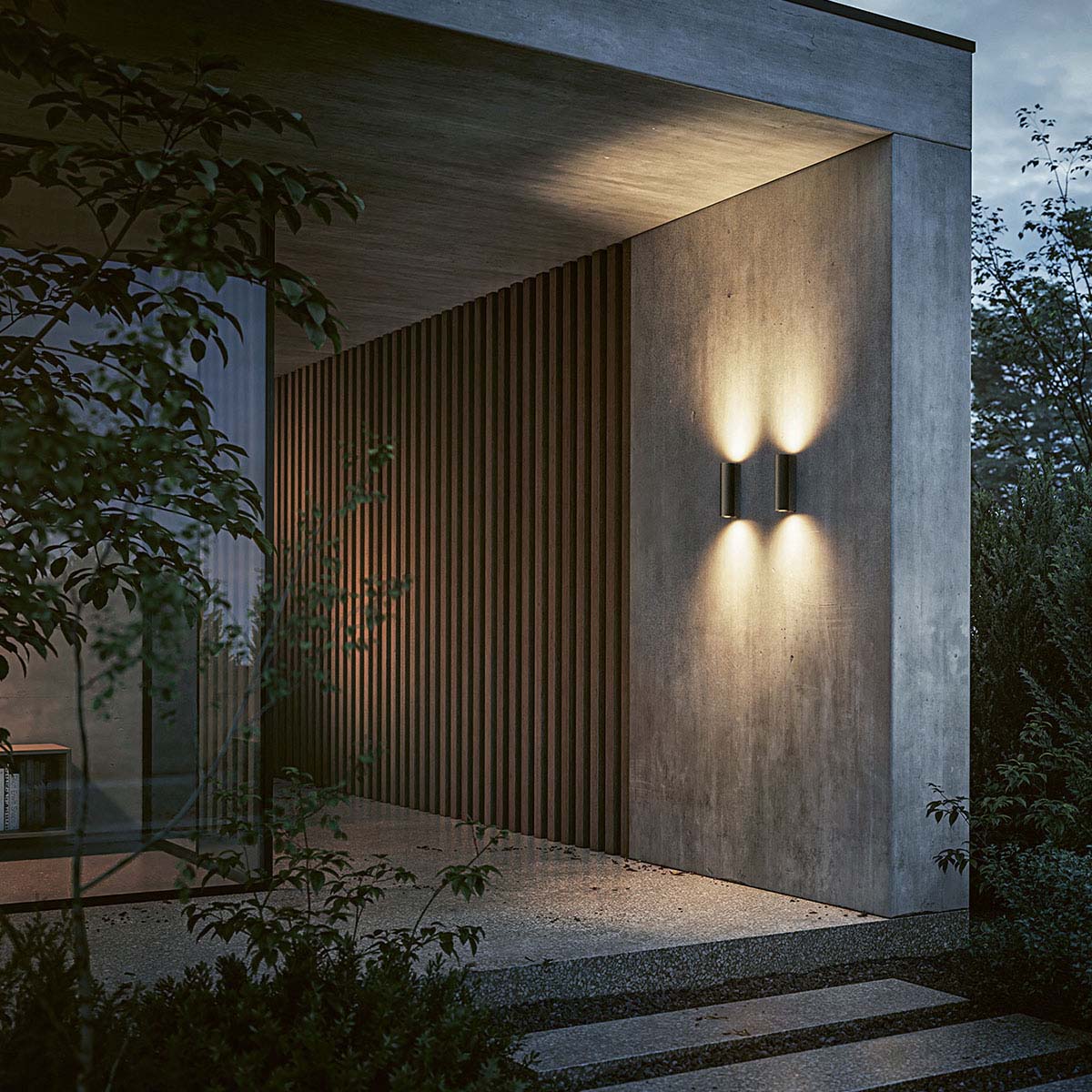 Zylinderförmige Wandleuchte für außen an der Wand befestigt Zylinderförmige Wandleuchte für außen an der Wand befestigt