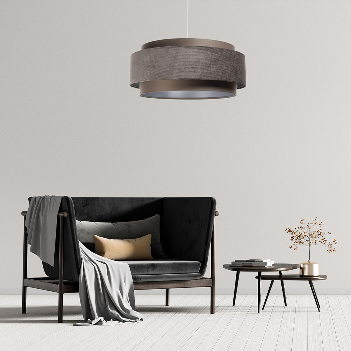 Pendelleuchte Doblo, Ø: 60 cm, Braun, Silber