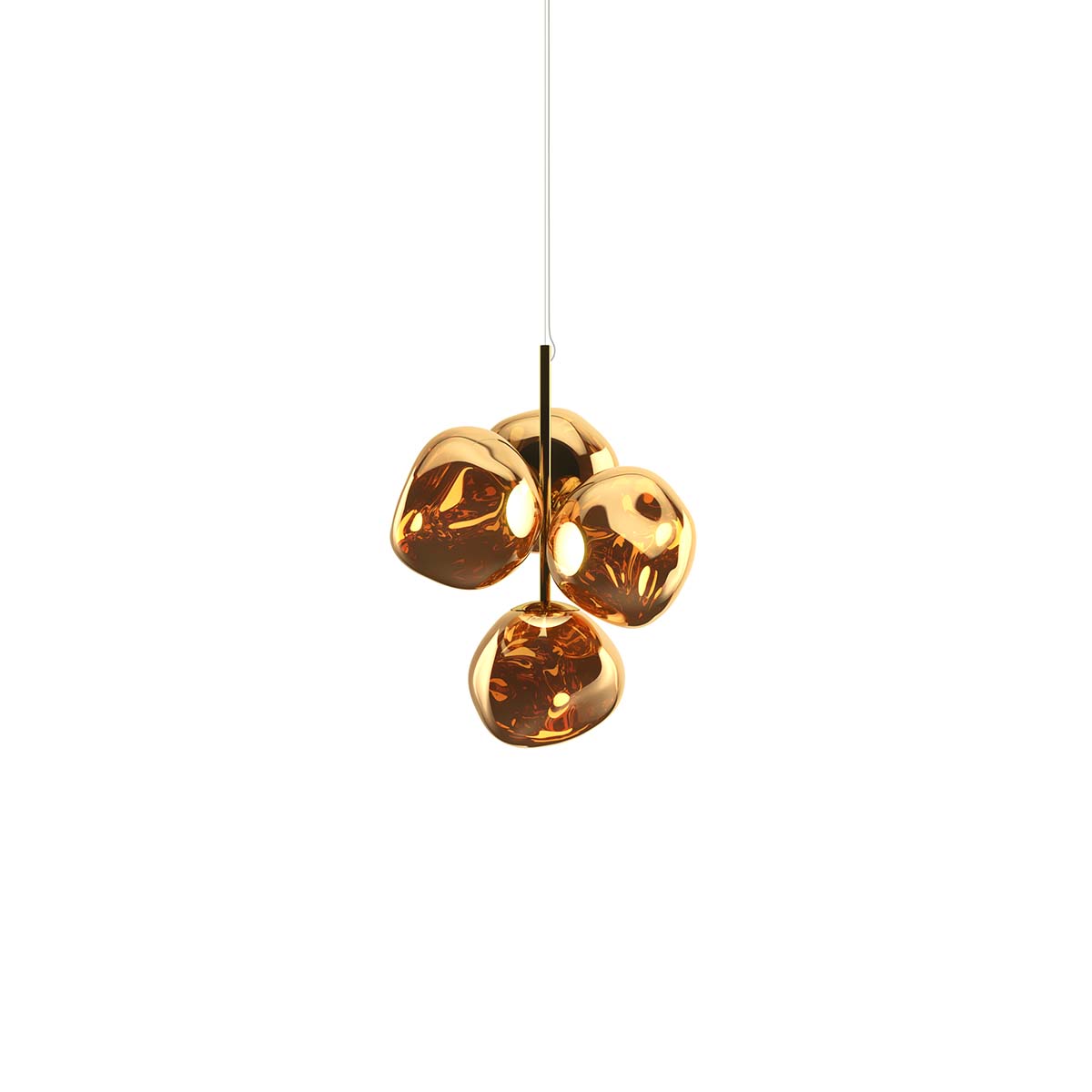 Tom Dixon Melt Mini LED Chandelier, 4-flammig, Opal, Silber, B: 54,5 cm, H: 63,4 cm