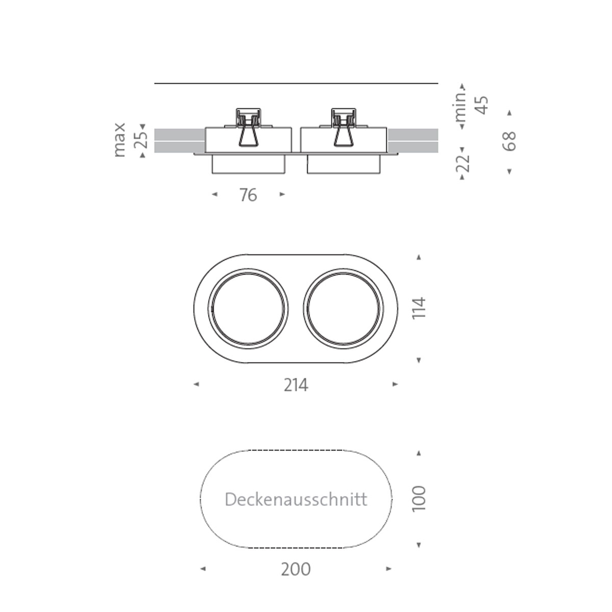 Wittenberg 4.0, wi4-eb-2ov Einbaustrahler, Schwarz matt, Warmweiß 3000K, Flood 38°