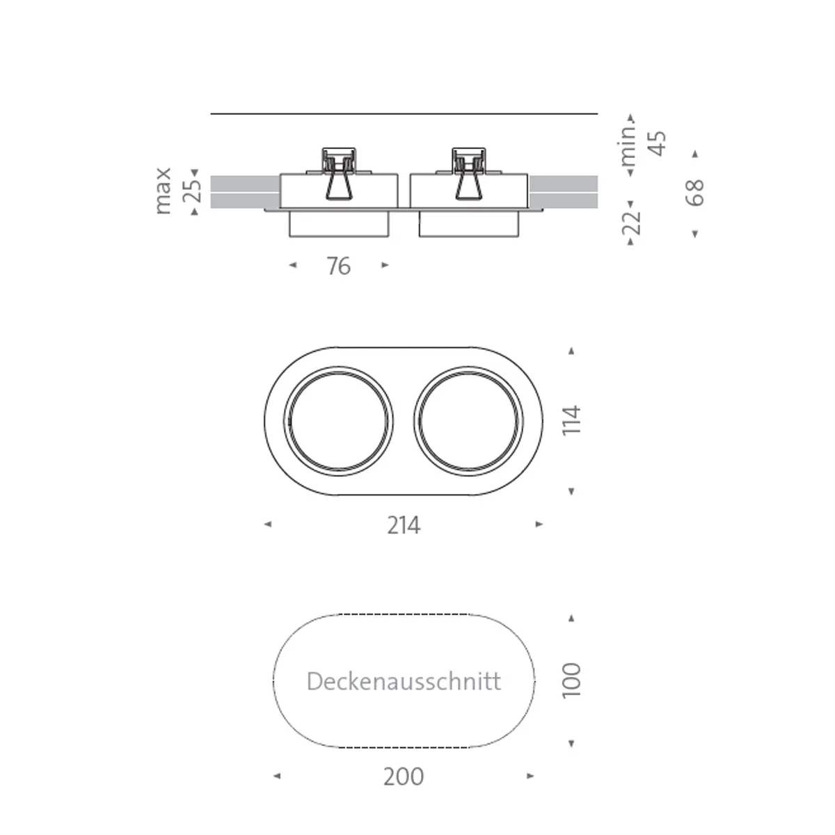 Wittenberg 4.0, wi4-eb-2ov Einbaustrahler, Schwarz matt, Warmweiß 3000K, Flood 38°