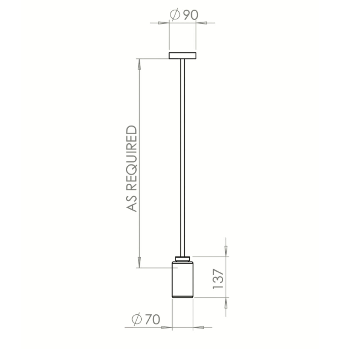 Technische Zeichnung Bert Frank Farol Pendelleuchte, Ø: 11,6 cm, Rauchglas