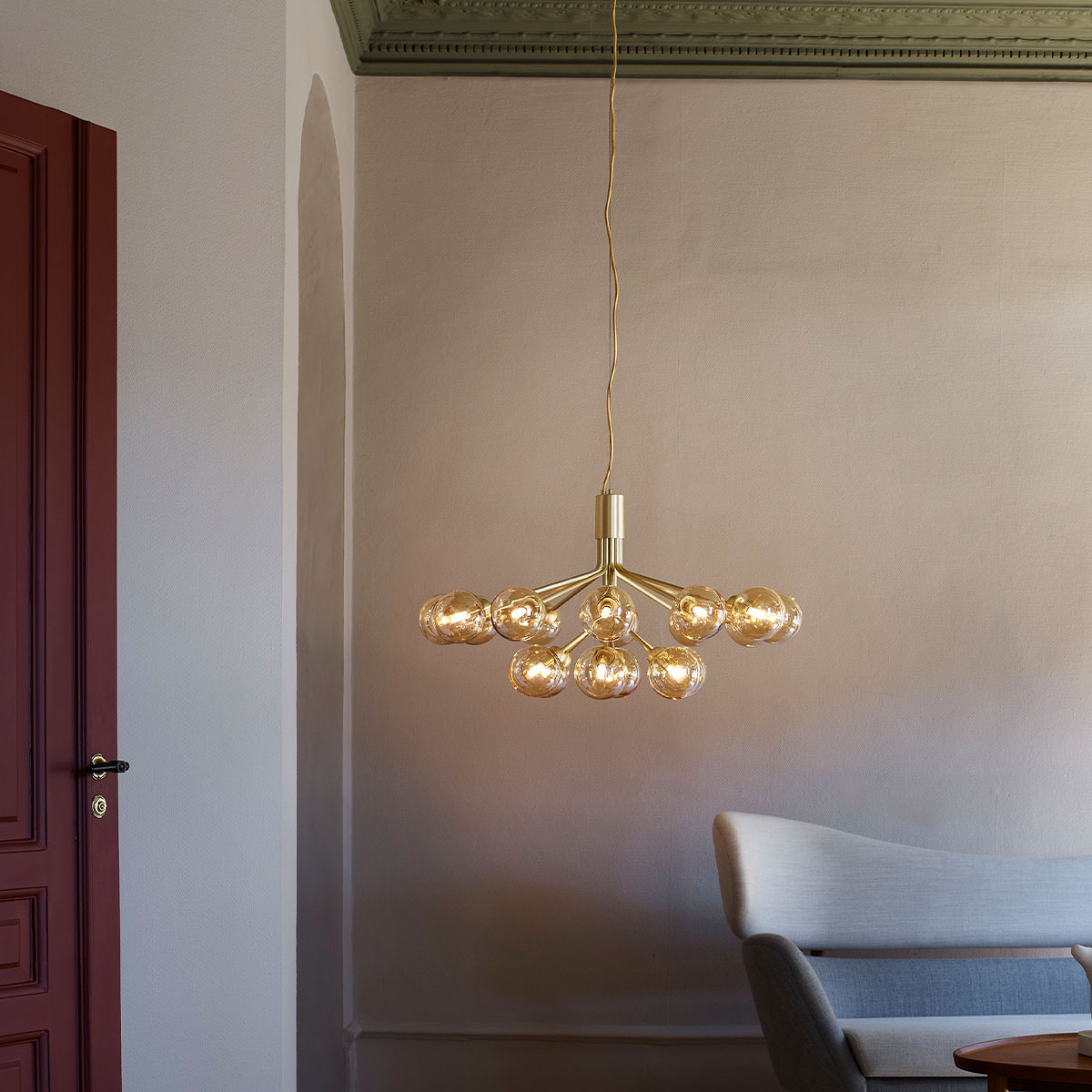 Apiales 18 Pendelleuchte, Ø: 89 cm, Schwarz satiniert & Rauchglas