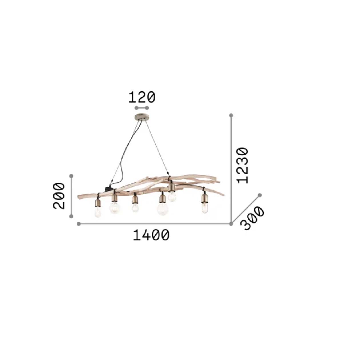 Driftwood SP6 Pendelleuchte, L: 140 cm, Holz