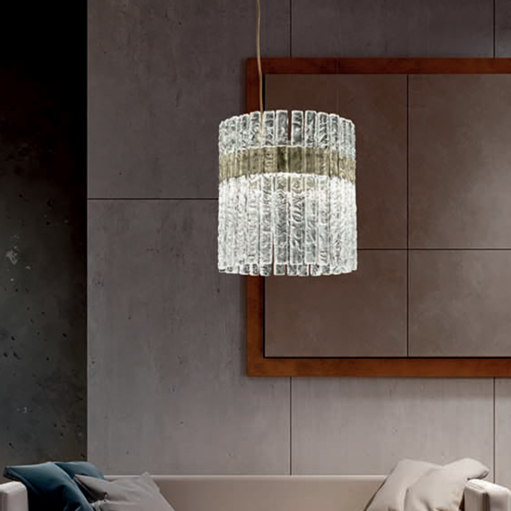 Masiero Vegas S RD60 Pendelleuchte Pendelleuchten - elegantes Designerlicht aus Glas und Metall, Farbe Transparent
