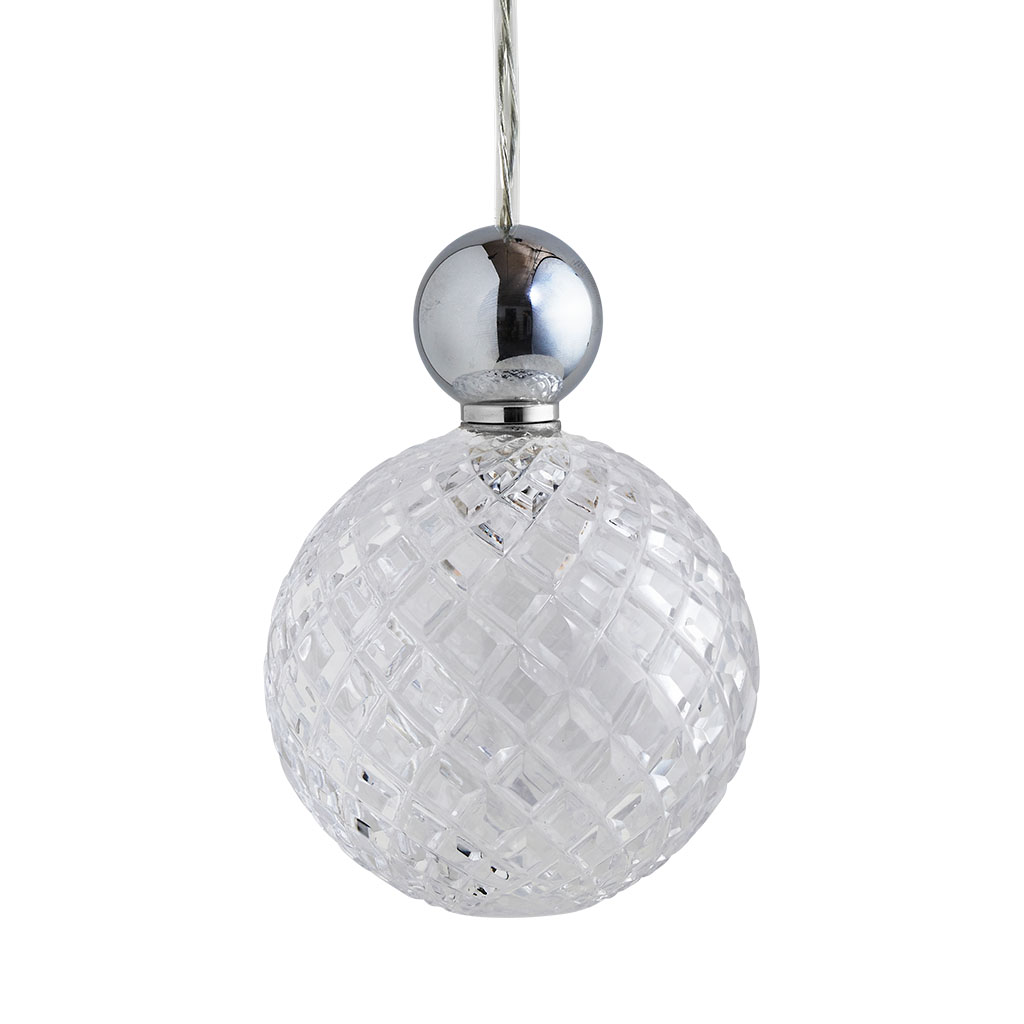 Uva Pendelleuchte Crystal L Ø 10 cm, Small check, Silber, mit Einzelbaldachin Uva Pendelleuchte Crystal L Ø 10 cm, Small check, Silber, für Multi-Baldachin