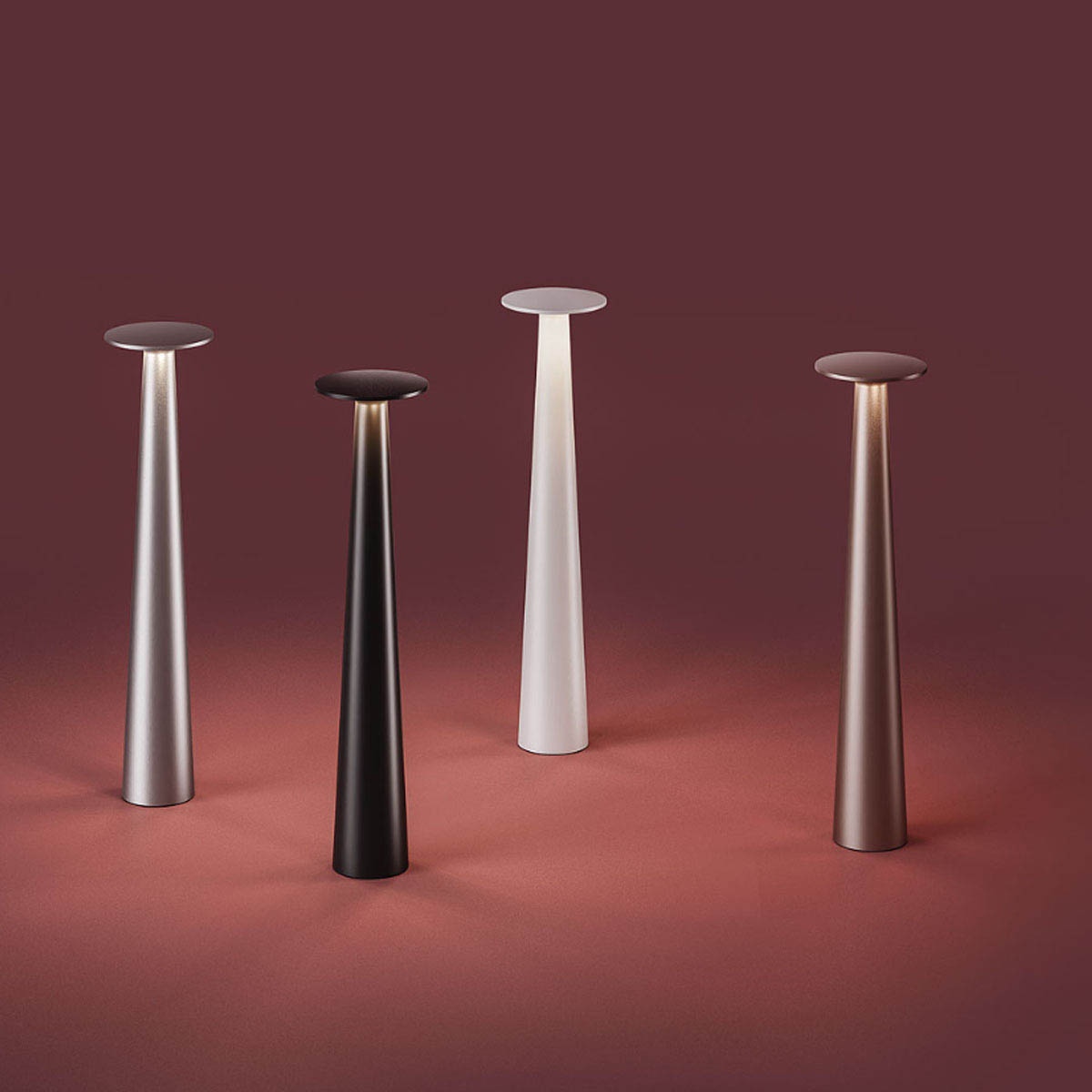 Schmale Akku Tischleuchte für außen in allen Farben