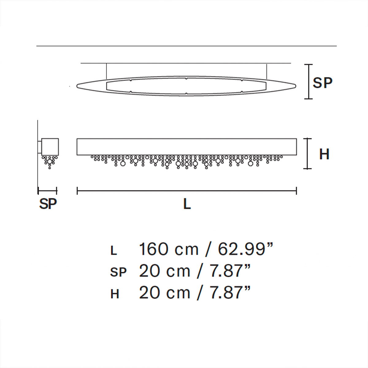 Olà A6 OV 160 Wandleuchte, Gold brüniert, L: 160 cm, Retrofit Olà A6 OV 160 Wandleuchte, Weiß matt, L: 160 cm, LED-Modul