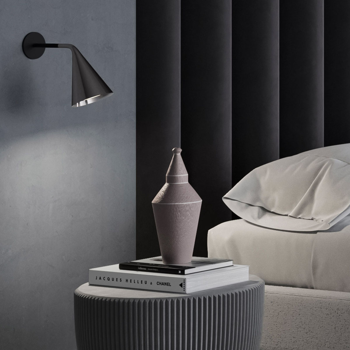 Designerleuchte TOOY Gordon 561.41 Wandleuchte,Schwarz Matt,T: 23 cm aus Metall Aluminium PMMA in Schwarz