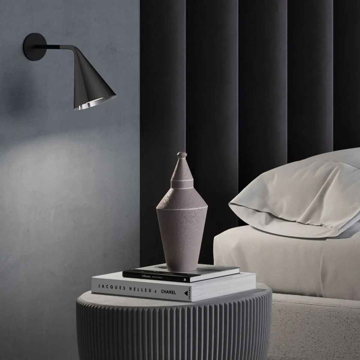 Designerleuchte TOOY Gordon 561.41 Wandleuchte,Schwarz Matt,T: 23 cm aus Metall Aluminium PMMA in Schwarz