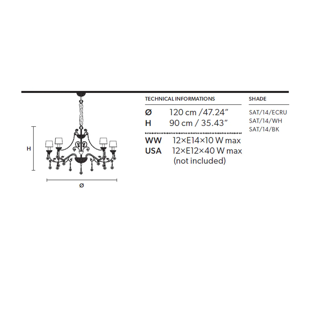 Imperial 12 Kronleuchter, 12-flammig, Ø: 120 cm Imperial 12 Kronleuchter, 12-flammig, Ø: 120 cm