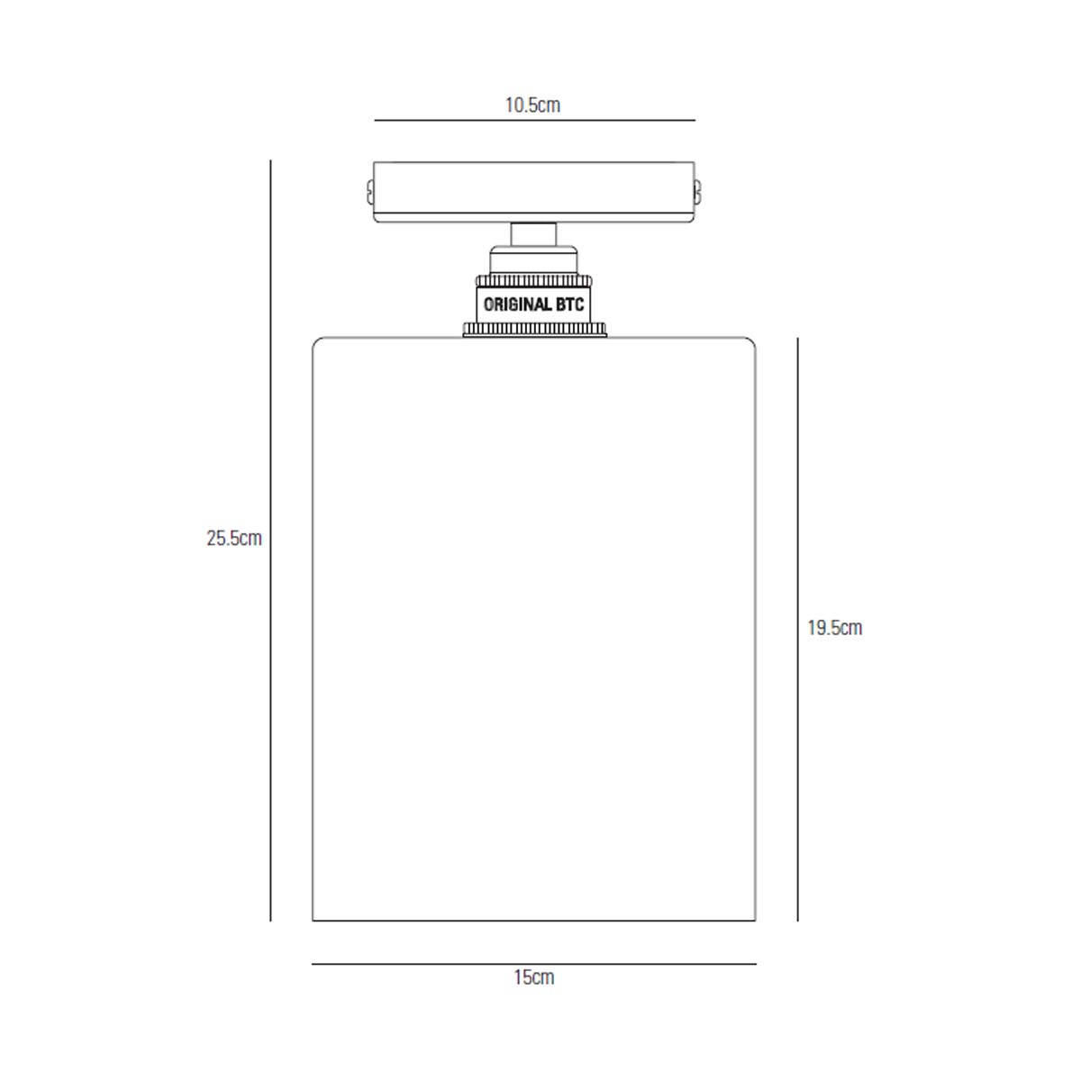 Brompton Size 2 Deckenleuchte, Anthrazitfarbenes Glas Ø: 15 cm