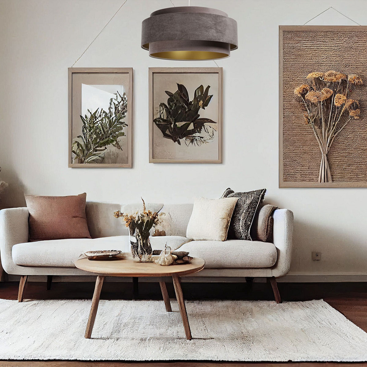 Pendelleuchte Doblo, Ø: 60 cm, Braun, Gold