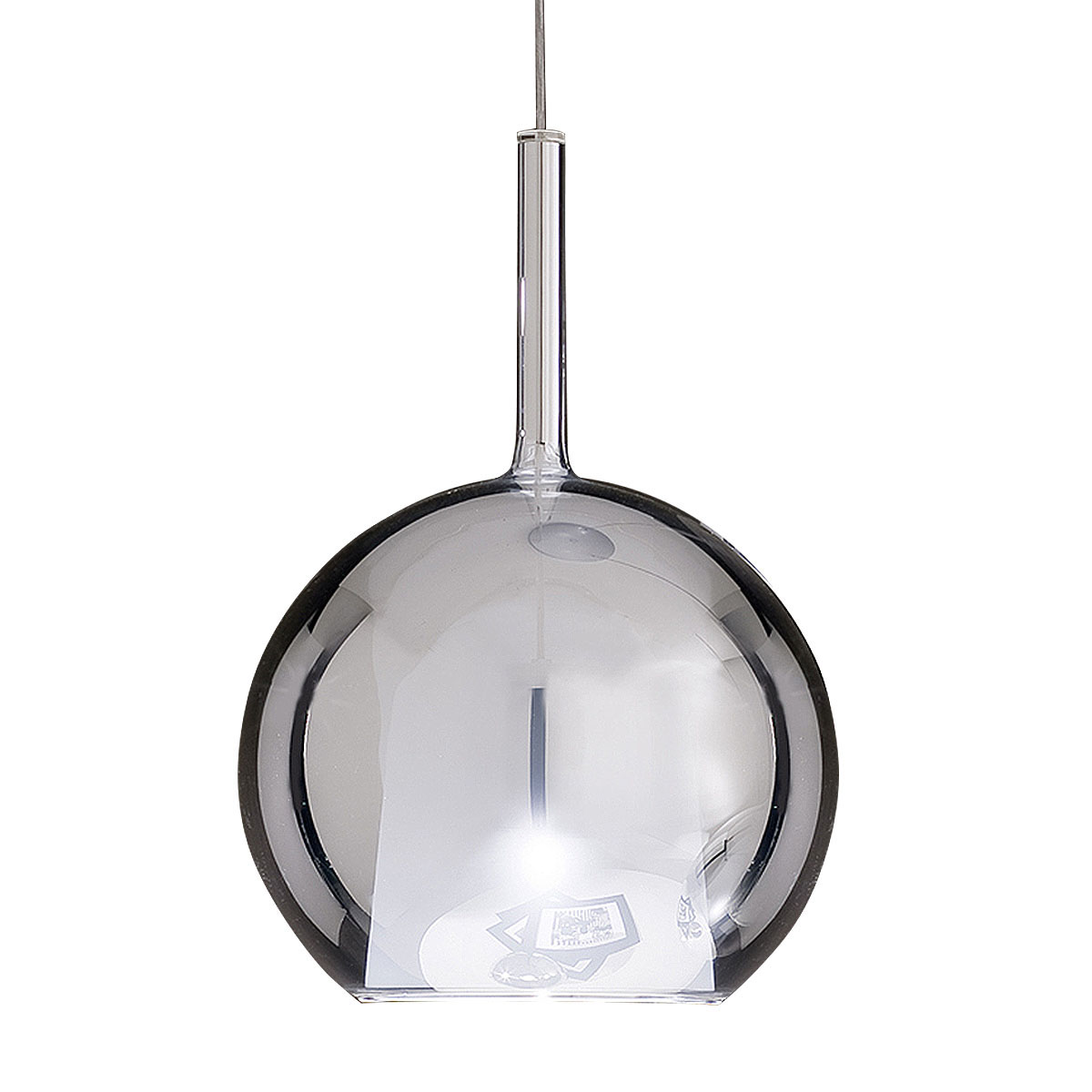 Glo 0811-23 Large Pendelleuchte Ø: 38 cm, Silber Glas, 2 m