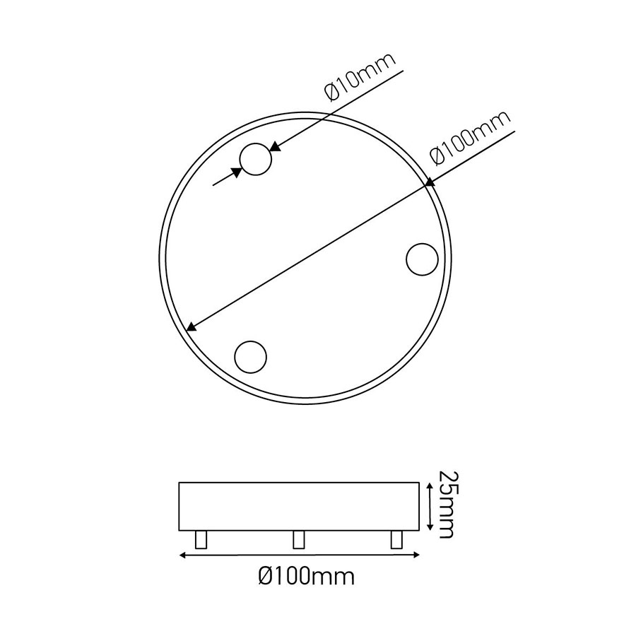 Lampen Baldachin Metall 3-fach Weiß, Ø: 10 cm x H: 2,5 cm Lampen Baldachin Metall 3-fach Schwarz, Ø: 10 cm x H: 2,5 cm
