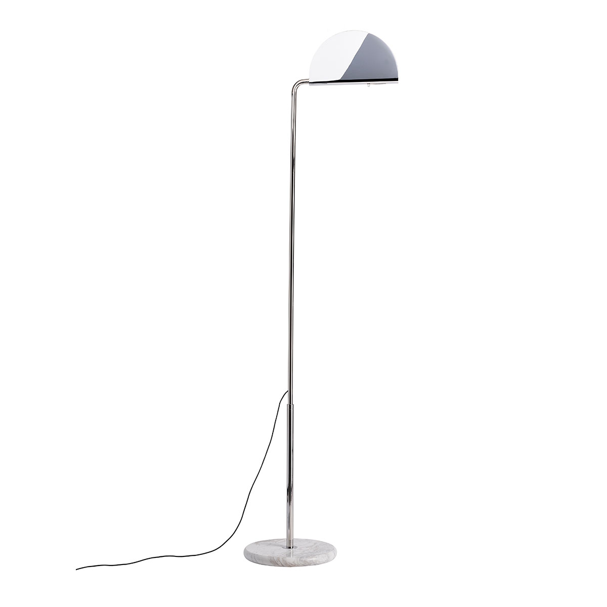 Mezzaluna Floor Stehleuchte Chrom – zeitlose Designerleuchte von DCW Editions passt perfekt in eine Leseecke