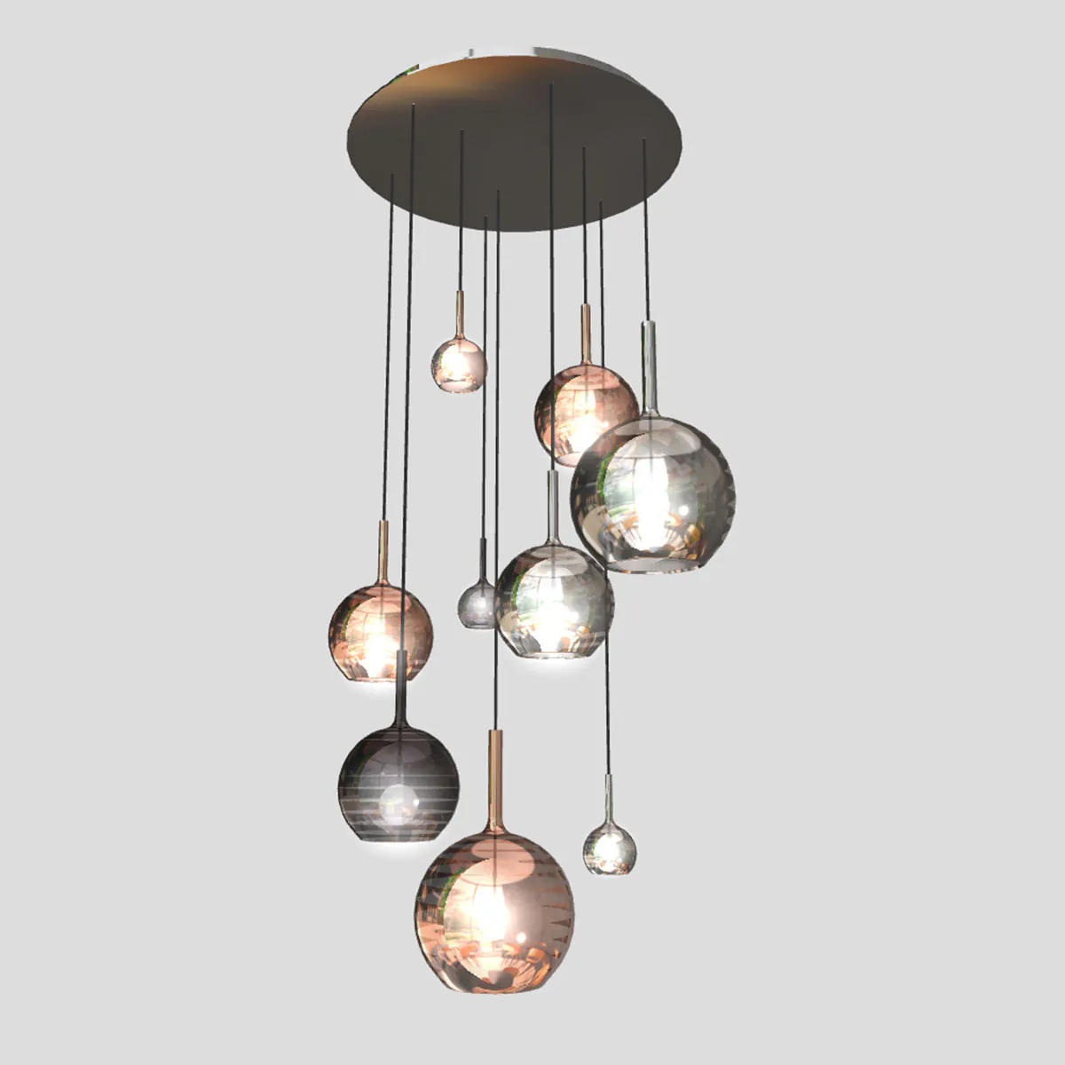 Lampen Baldachin für Glo, Lit, Mom 9-fach, Ø: 80 cm x H: 5 cm, Titanium